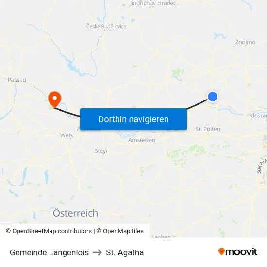 Gemeinde Langenlois to St. Agatha map