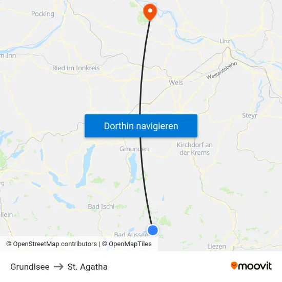 Grundlsee to St. Agatha map
