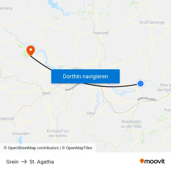 Grein to St. Agatha map