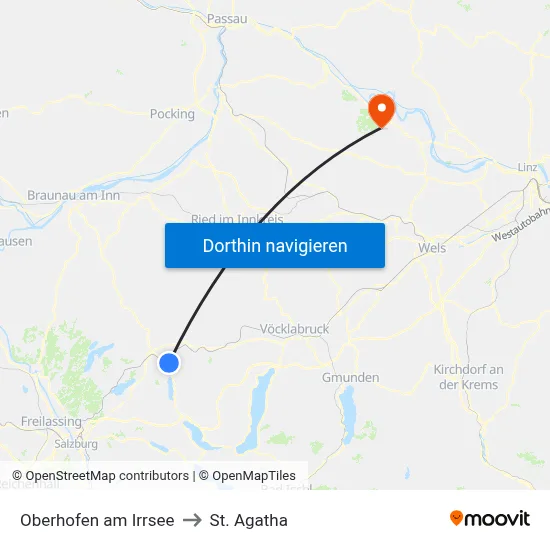 Oberhofen am Irrsee to St. Agatha map