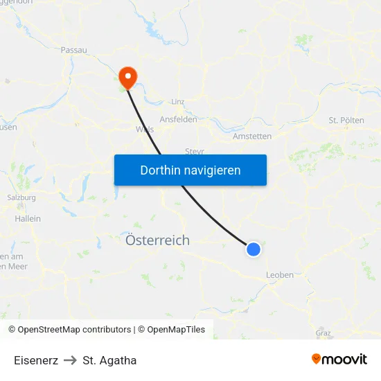 Eisenerz to St. Agatha map