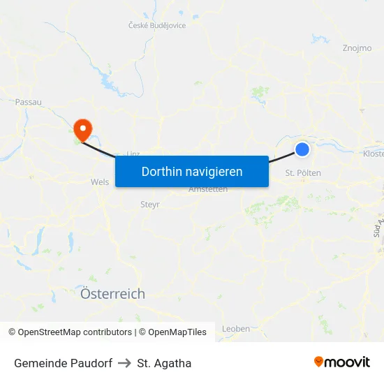 Gemeinde Paudorf to St. Agatha map