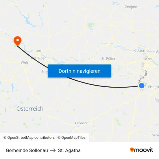 Gemeinde Sollenau to St. Agatha map