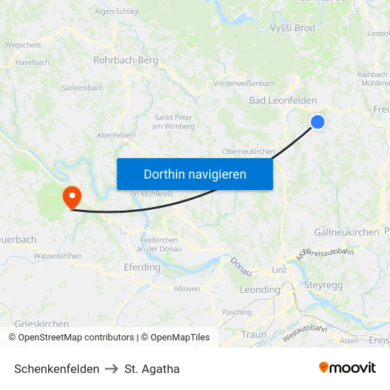 Schenkenfelden to St. Agatha map