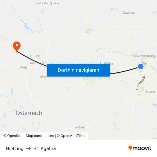 Hietzing to St. Agatha map