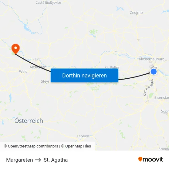 Margareten to St. Agatha map