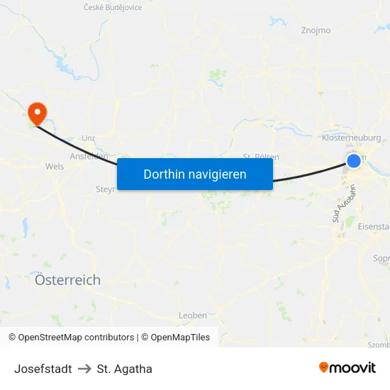 Josefstadt to St. Agatha map