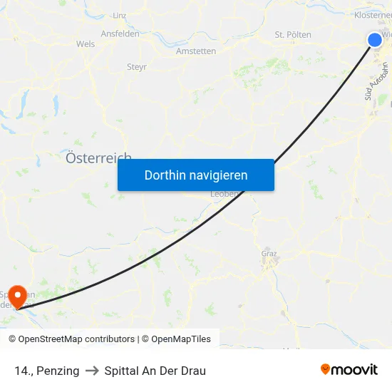 14., Penzing to Spittal An Der Drau map