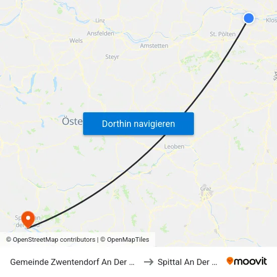 Gemeinde Zwentendorf An Der Donau to Spittal An Der Drau map