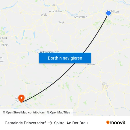 Gemeinde Prinzersdorf to Spittal An Der Drau map