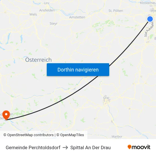Gemeinde Perchtoldsdorf to Spittal An Der Drau map