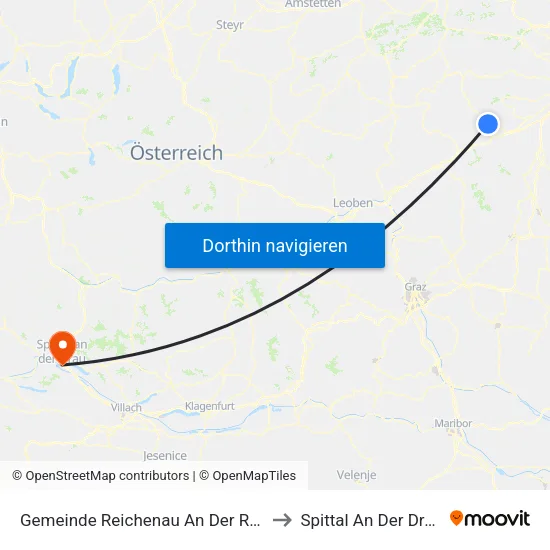 Gemeinde Reichenau An Der Rax to Spittal An Der Drau map