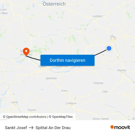 Sankt Josef to Spittal An Der Drau map