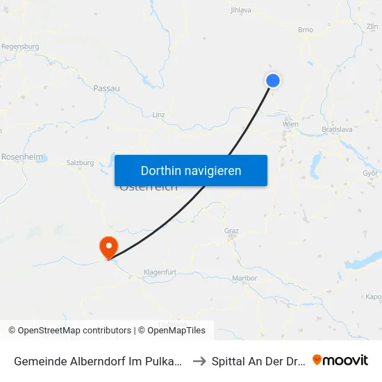 Gemeinde Alberndorf Im Pulkautal to Spittal An Der Drau map