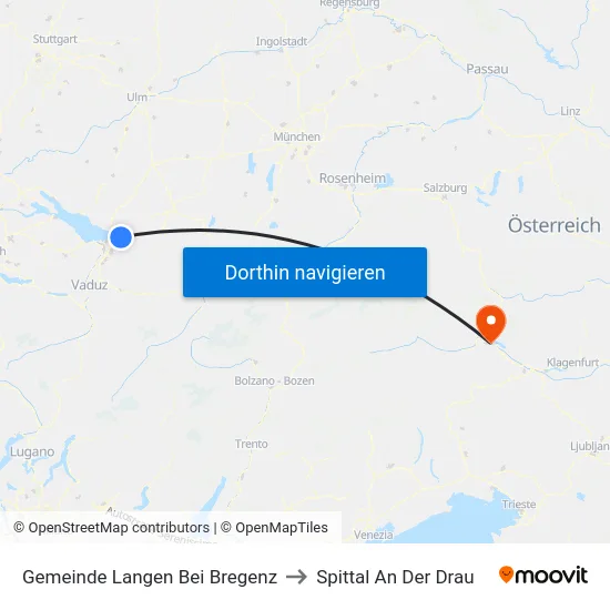Gemeinde Langen Bei Bregenz to Spittal An Der Drau map