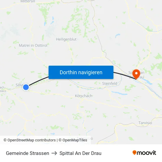 Gemeinde Strassen to Spittal An Der Drau map