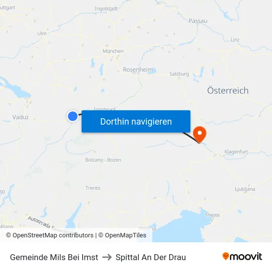 Gemeinde Mils Bei Imst to Spittal An Der Drau map