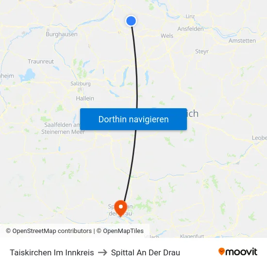 Taiskirchen Im Innkreis to Spittal An Der Drau map