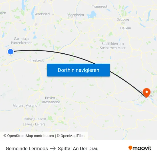 Gemeinde Lermoos to Spittal An Der Drau map