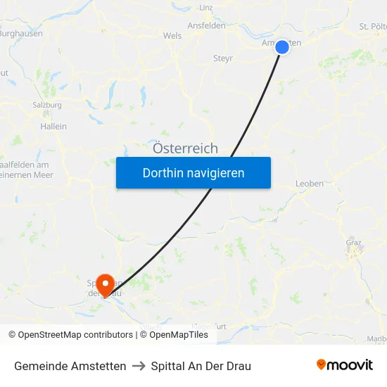 Gemeinde Amstetten to Spittal An Der Drau map