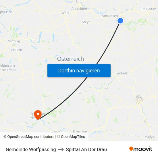 Gemeinde Wolfpassing to Spittal An Der Drau map
