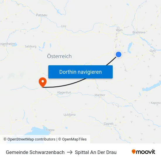 Gemeinde Schwarzenbach to Spittal An Der Drau map