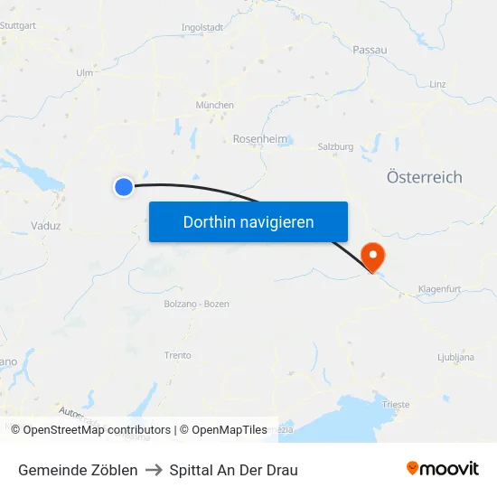 Gemeinde Zöblen to Spittal An Der Drau map