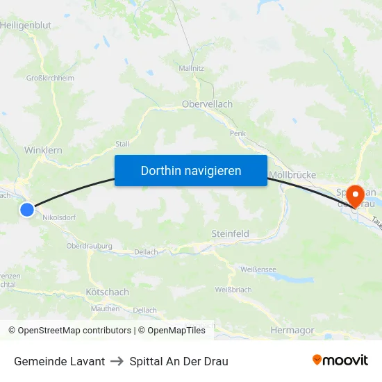 Gemeinde Lavant to Spittal An Der Drau map