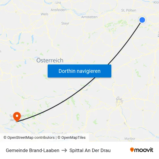 Gemeinde Brand-Laaben to Spittal An Der Drau map