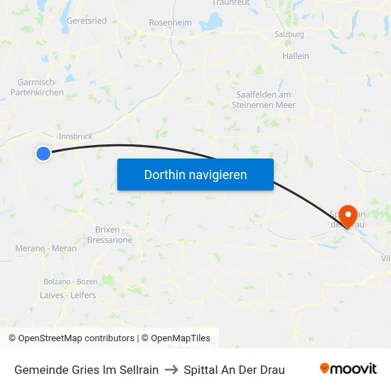 Gemeinde Gries Im Sellrain to Spittal An Der Drau map
