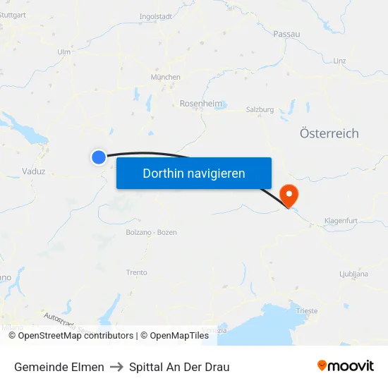 Gemeinde Elmen to Spittal An Der Drau map