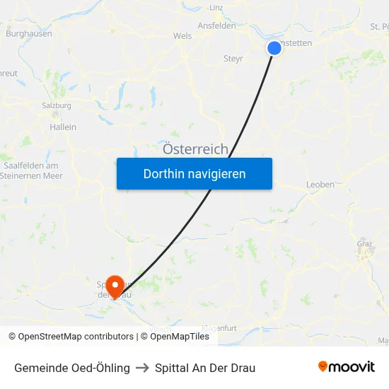 Gemeinde Oed-Öhling to Spittal An Der Drau map
