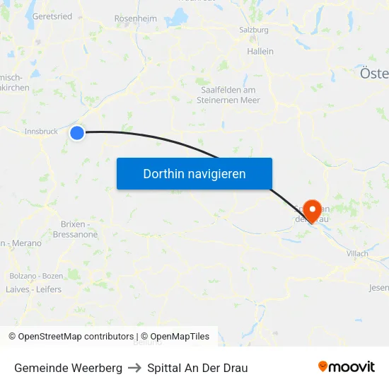 Gemeinde Weerberg to Spittal An Der Drau map