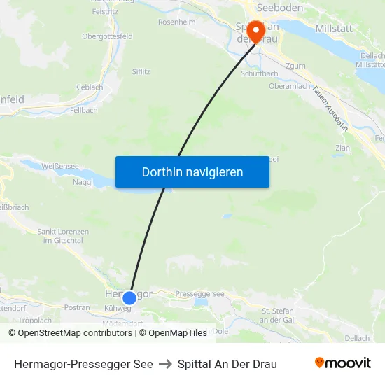Hermagor-Pressegger See to Spittal An Der Drau map