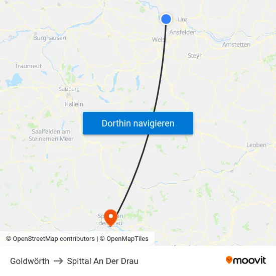 Goldwörth to Spittal An Der Drau map