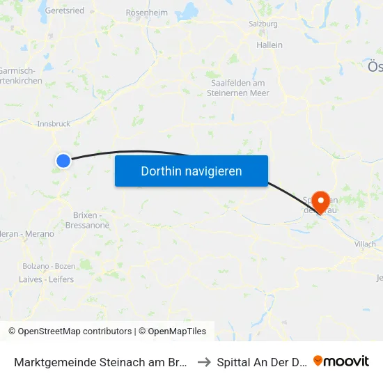 Marktgemeinde Steinach am Brenner to Spittal An Der Drau map