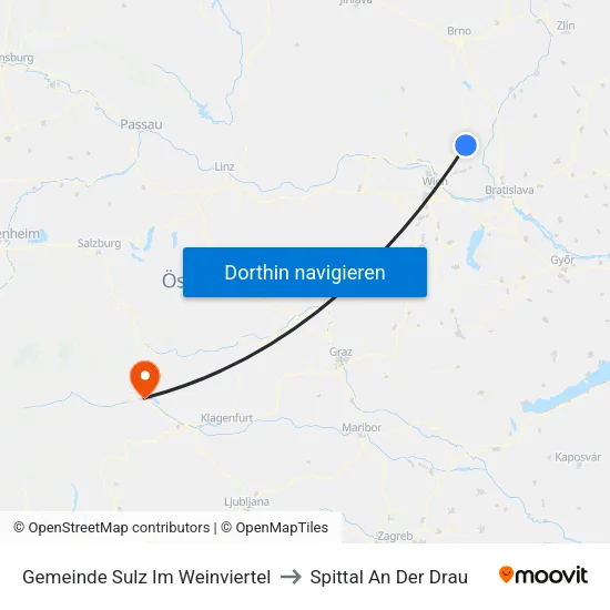 Gemeinde Sulz Im Weinviertel to Spittal An Der Drau map