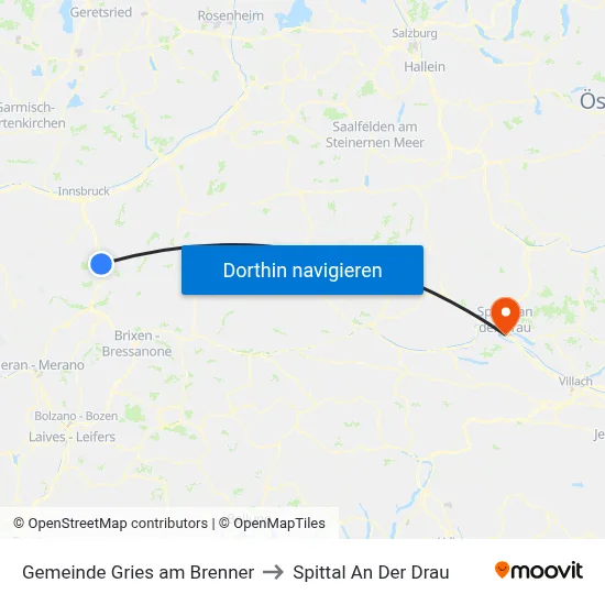 Gemeinde Gries am Brenner to Spittal An Der Drau map