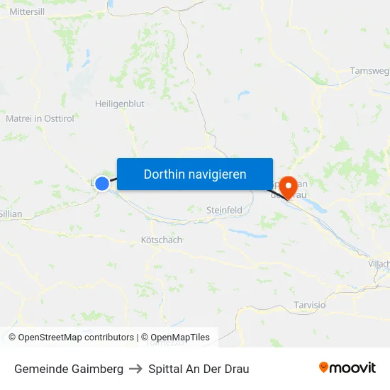 Gemeinde Gaimberg to Spittal An Der Drau map