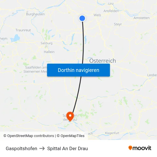 Gaspoltshofen to Spittal An Der Drau map