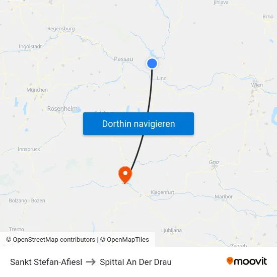 Sankt Stefan-Afiesl to Spittal An Der Drau map