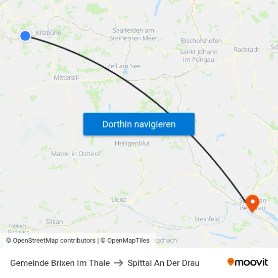 Gemeinde Brixen Im Thale to Spittal An Der Drau map