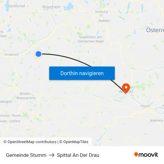 Gemeinde Stumm to Spittal An Der Drau map
