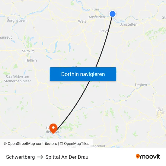 Schwertberg to Spittal An Der Drau map