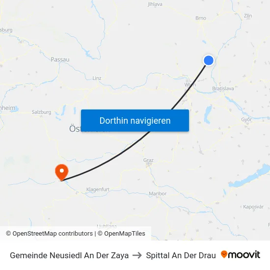 Gemeinde Neusiedl An Der Zaya to Spittal An Der Drau map