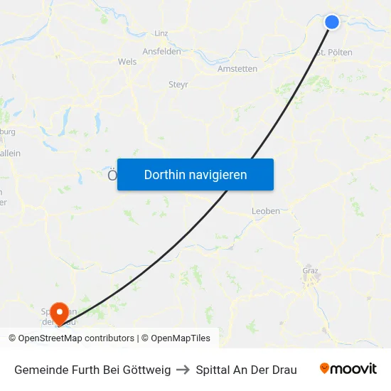 Gemeinde Furth Bei Göttweig to Spittal An Der Drau map