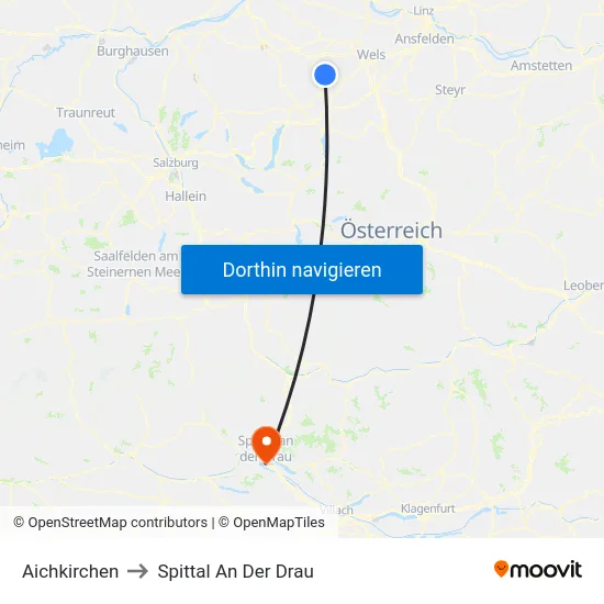 Aichkirchen to Spittal An Der Drau map