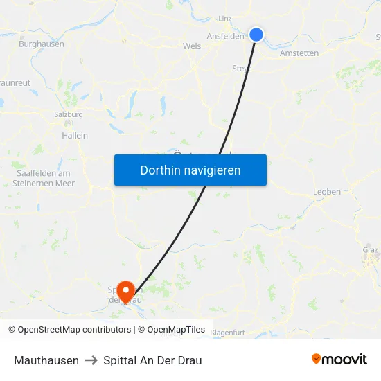 Mauthausen to Spittal An Der Drau map