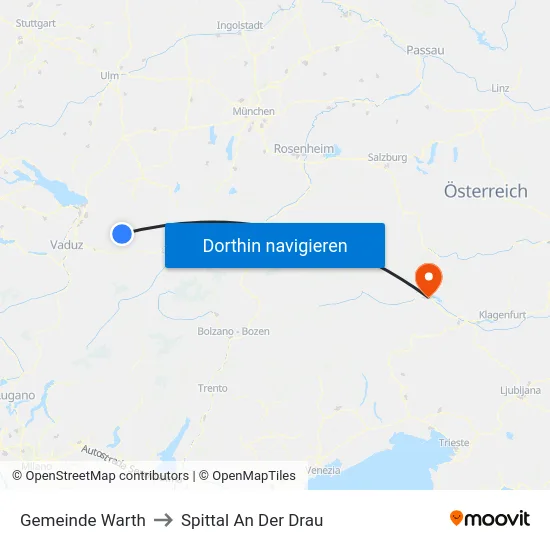 Gemeinde Warth to Spittal An Der Drau map