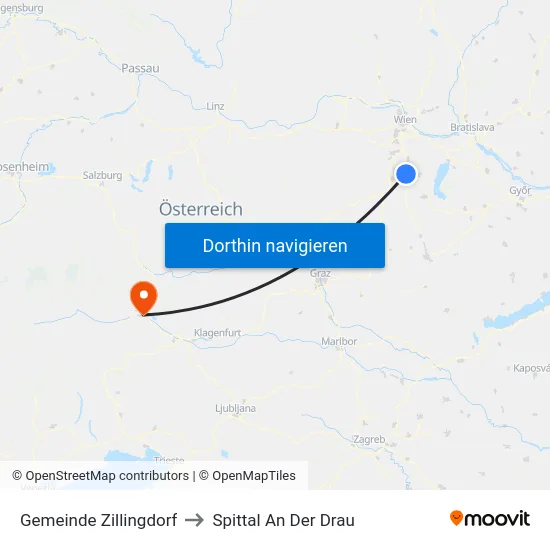 Gemeinde Zillingdorf to Spittal An Der Drau map